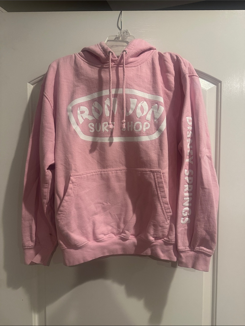 Ron Jon Pink Hoodie with White Logo